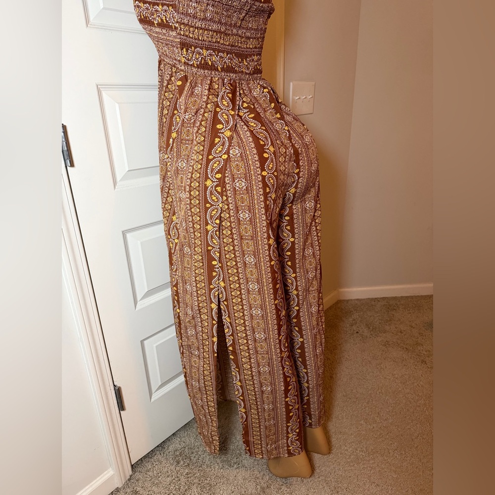 SHEIN Brown Printed Tube Top Jumper with High Side Slit on Both Sides - Picture 4 of 4